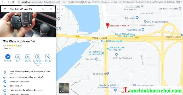 sửa khóa ô tô Nam Tới